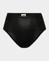L'agence Luxe Leather Vanessa High-waist Bikini Bottoms In Black