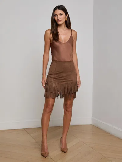 L Agence Lyle Vegan Suede Mini Skirt In Brown