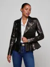 L Agence Lyric Peplum Biker Jacket In Black