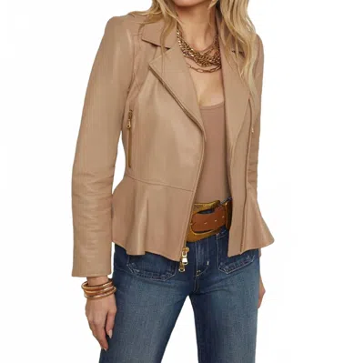 L Agence Lyric Peplum Biker Jacket In Cappuccino In Brown