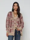 L Agence Macie Cardigan In Natural/pink/burgundy/black Sequin