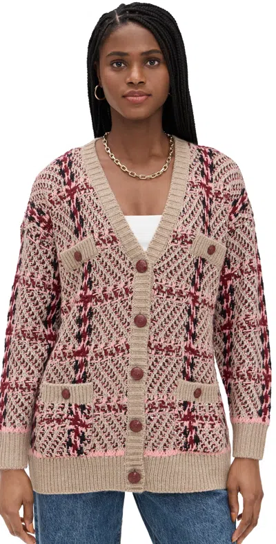 L'agence Macie Houndstooth Wool-blend Cardigan In Neutral