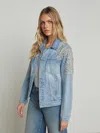 L Agence Mack Oversized Embellished Denim Jacket In Colby