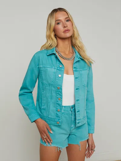 L Agence Mack Oversized Denim Jacket In Bristol Blue
