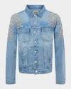L Agence Mack Oversized Embellished Denim Jacket In Colby