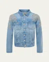 L Agence Mack Oversized Embellished Denim Jacket In Colby