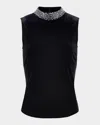 L'agence Madelyn Embellished Velvet Top In Black