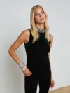 L'agence Madelyn Embellished Velvet Top In Black