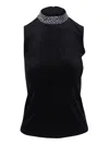L'agence Madelyn Embellished Velvet Top In Black
