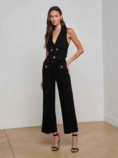 L Agence Madrid Wide Leg Knit Pant In Black