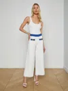 L'agence Madrid Wide-leg Knit Pants In White/navy/gold