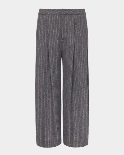 L Agence Mahalia Pinstripe Culotte Pants In Greyivory Pinstripe
