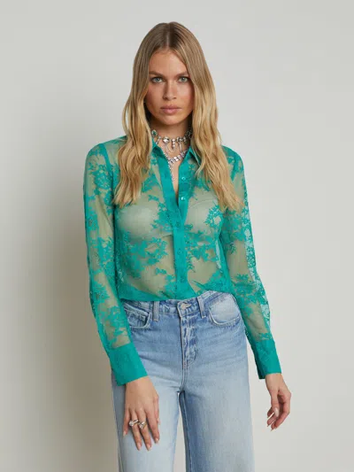 L'agence Maia Lace Blouse In Bright Jade
