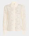 L Agence Maia Lace Button-front Blouse