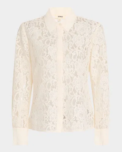 L Agence Maia Lace Button-front Blouse
