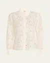 L Agence Maia Lace Button-front Blouse In Vintage White