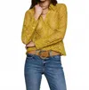 L'agence Maia Lace Buttondown Blouse In Ceylon Yellow Lace In Brown