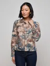 L Agence Maia Printed Lace Blouse In Multi