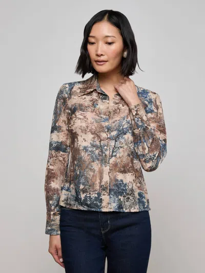 L Agence Maia Printed Lace Blouse