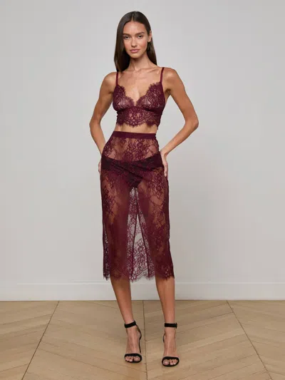 L Agence Makena Lace Pencil Skirt In Brown