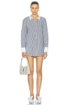 L Agence Malia Striped Contrast Collar Tunic In Midnight & White Stripe