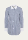 L Agence Malia Striped Contrast Collar Tunic In Midnightw