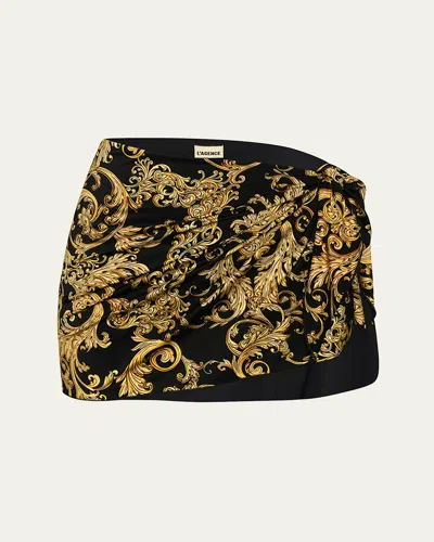 L Agence Marceline Baroque Short Pareo Coverup In Black