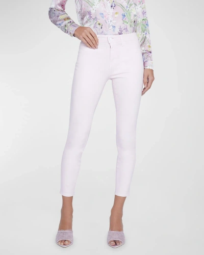 L Agence Margot High-rise Coated Skinny Jeans In Lilac Snowwht Con