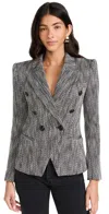 L Agence Marie Double Breasted Blazer Black/white Tweed In Black/white Tweed
