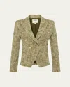 L Agence Marie Herringbone Double-breasted Blazer In Armyecru Herringbone