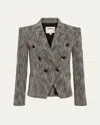 L Agence Marie Double Breasted Blazer Black/white Tweed In Blackwhite Tweed