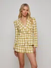 L Agence Marie Houndstooth Tweed Blazer In Yellow