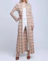 L Agence Marija Duster Cardigan In Tan/stripe