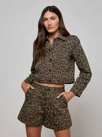 L Agence Marla Cropped Jacket In Green