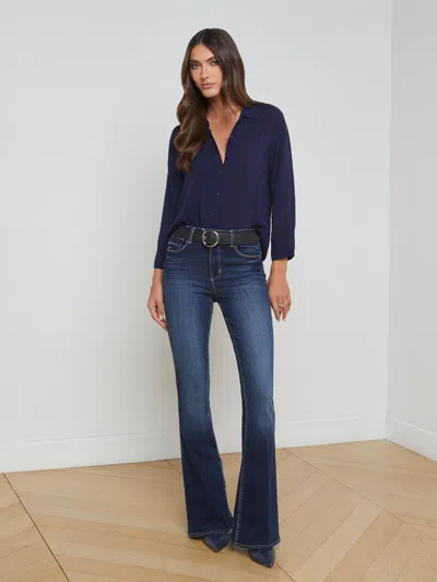 L Agence Marlene Blouse In Navy