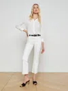 L Agence Kendra Coated Cropped Flare Jean In White