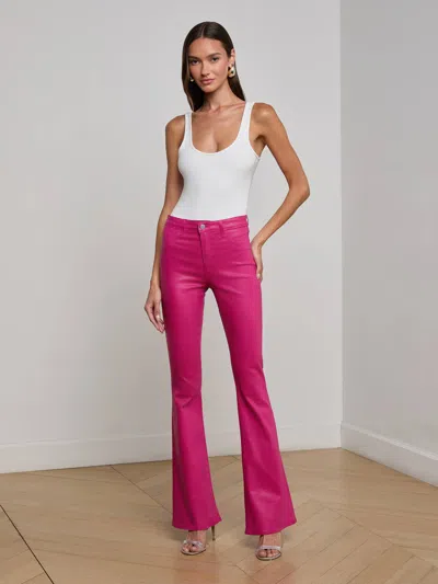 L Agence Marty Coated Flare Jean In Pink
