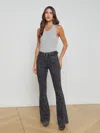 L Agence Honor Zebra Sequin-embellished Flare Pants In Grey Mediterranean