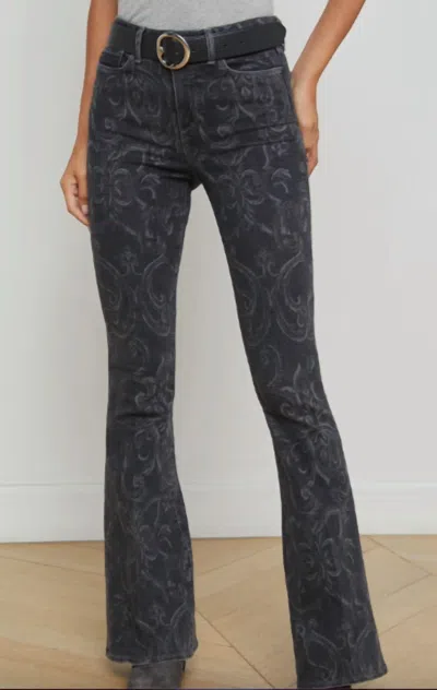 L Agence Marty High Rise Flare Jean In Grey Mediterranean In Multi