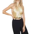 L Agence Letitia Twist-neck Halter Silk Blouse In Gold