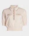 L Agence Masaki Short Sleeve Collared Sweater
