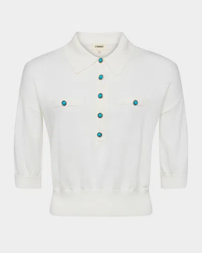 L Agence Masaki Short-sleeve Sweater In White