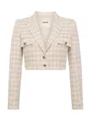 L Agence Maura Cropped Tweed Jacket In Ecru/gold