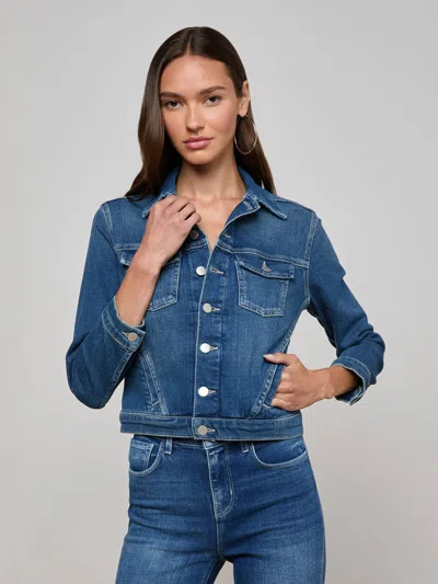 L Agence Maven Denim Jacket In Blue