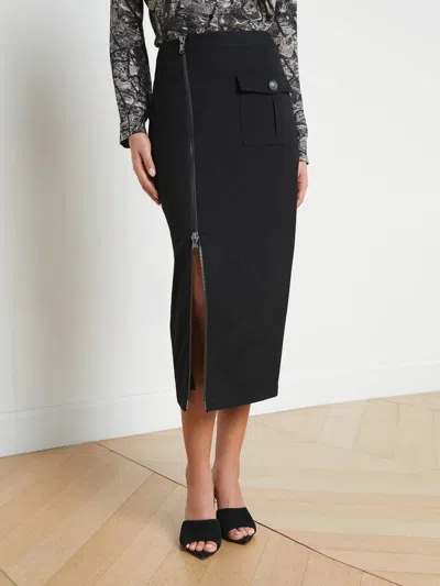 L Agence Maveric Cargo Pencil Skirt In Black