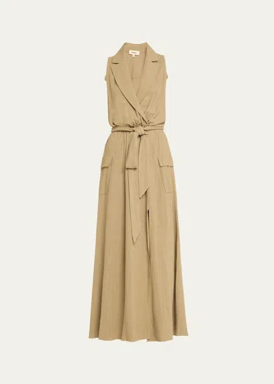 L Agence Mayer Military Maxi Dress In Neutral