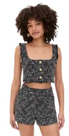 L Agence Maylin Tweed Top In Black/ecru