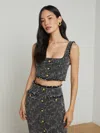 L Agence Maylin Tweed Top In Black/ecru