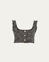 L Agence Maylin Tweed Top In Blackecru