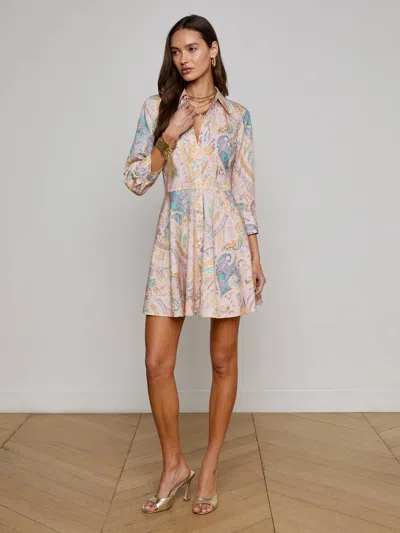 L Agence Meadow Mini Shirt Dress In Multi